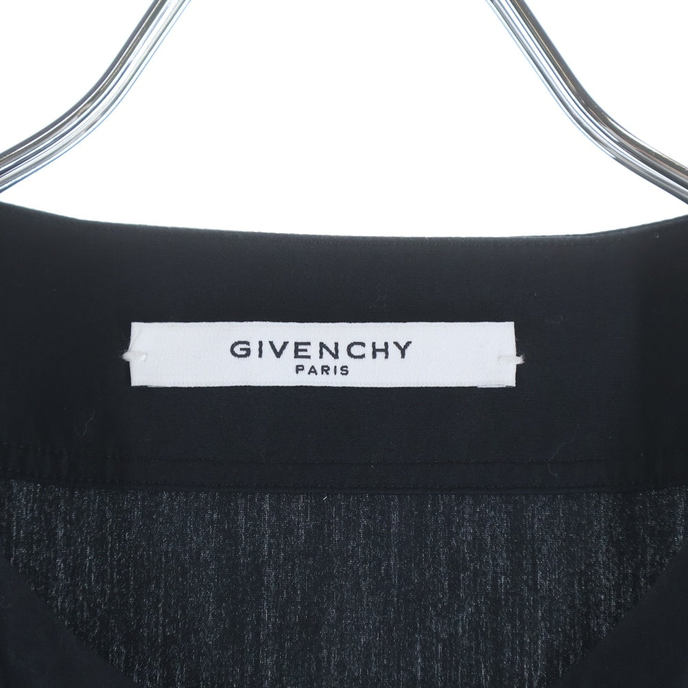 GIVENCHY(ジバンシィ) 15SS 17バックプリント ノーカラー ボタンアップ 胸ポケット コットン半袖シャツ ブラック 15S 6023 300