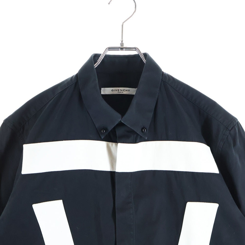 GIVENCHY(ジバンシィ) 15SS フロント叩きつけデザイン ボタンダウンシャツカラー ボタンアップ コットン長袖シャツ ブラック 15J 6002 352