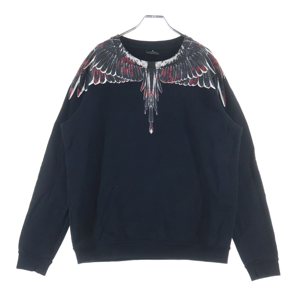 MARCELO BURLON(マルセロバーロン) ウイング両面プリントデザイン プルオーバークルーネックスウェット ブラック CMBA009E19630008