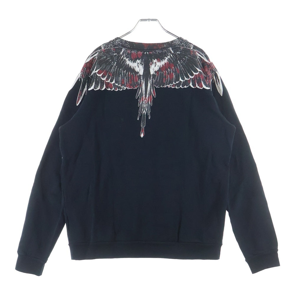 MARCELO BURLON(マルセロバーロン) ウイング両面プリントデザイン プルオーバークルーネックスウェット ブラック CMBA009E19630008