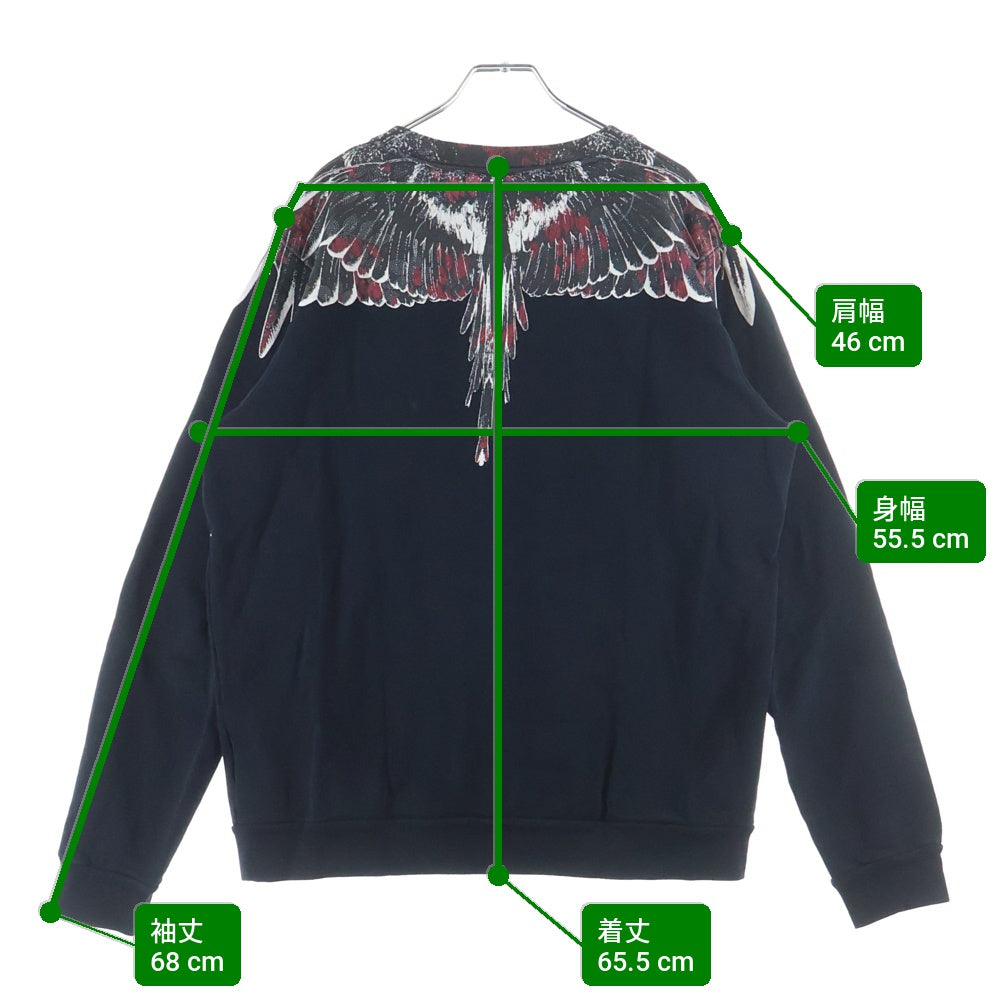 MARCELO BURLON(マルセロバーロン) ウイング両面プリントデザイン プルオーバークルーネックスウェット ブラック CMBA009E19630008