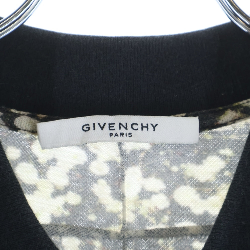 GIVENCHY(ジバンシィ) 15SS カスミ草 総柄プリントデザイン サイドスリット シャツカラー半袖ポロシャツ ホワイト/ブラック 15J 7332 685