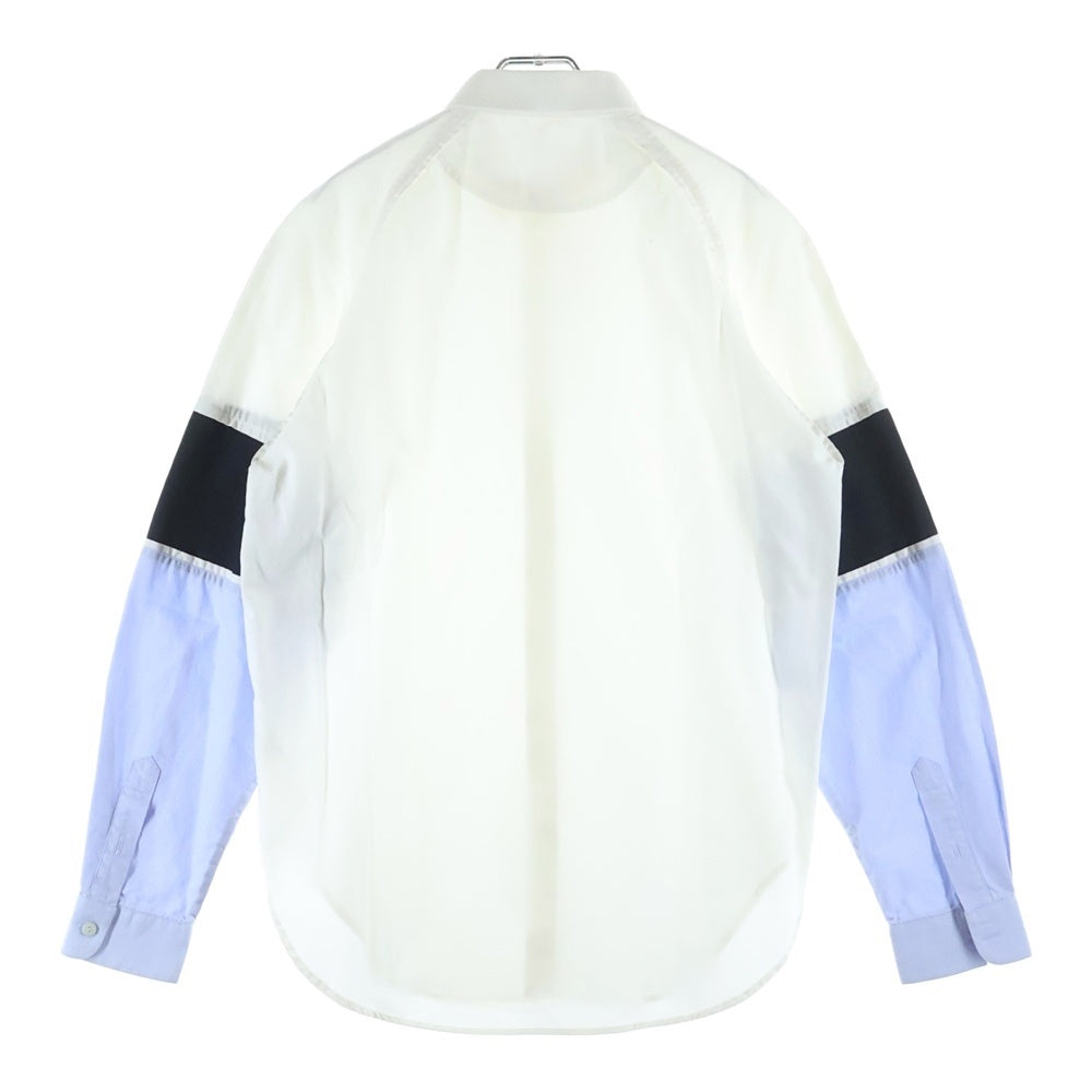 CARVEN(カルヴェン) スリーブ切り替えデザイン シャツカラー ボタンアップ コットン長袖シャツ ホワイト 2070CH30