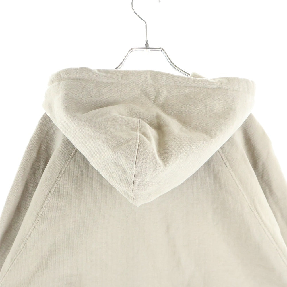 ami(アミ) エンブロイダリーロゴデザイン カンガルーポケット ドローストリングフーデット プルオーバーパーカースウェット ベージュ