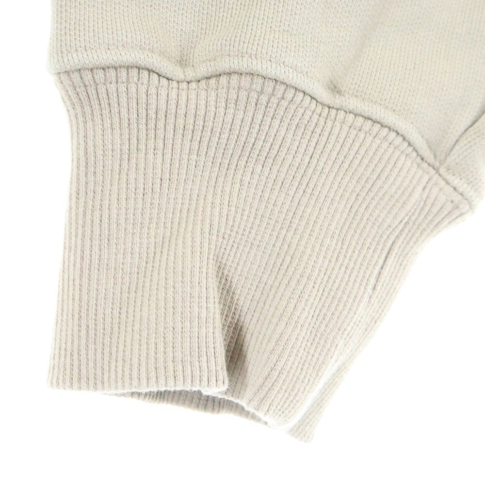 ami(アミ) エンブロイダリーロゴデザイン カンガルーポケット ドローストリングフーデット プルオーバーパーカースウェット ベージュ