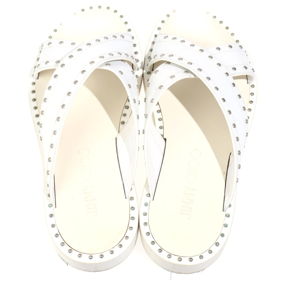 JIMMY CHOO(ジミーチュウ) スタッズ クロスベルトサンダル シューズ ホワイト レディース