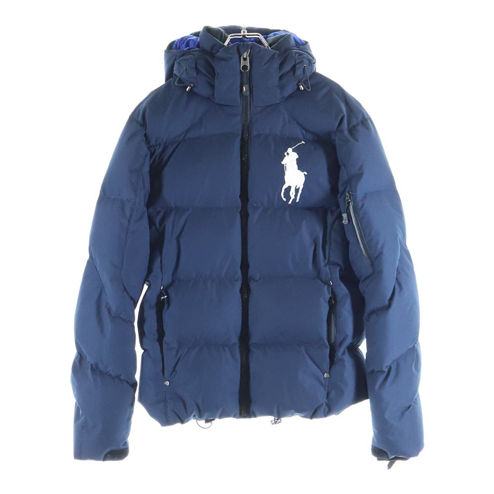 POLO RALPH LAUREN(ポロラルフローレン) ビッグポニー刺繍 ジップアップ フーデッド リップストップ ダウンジャケット ネイビー 0200011692