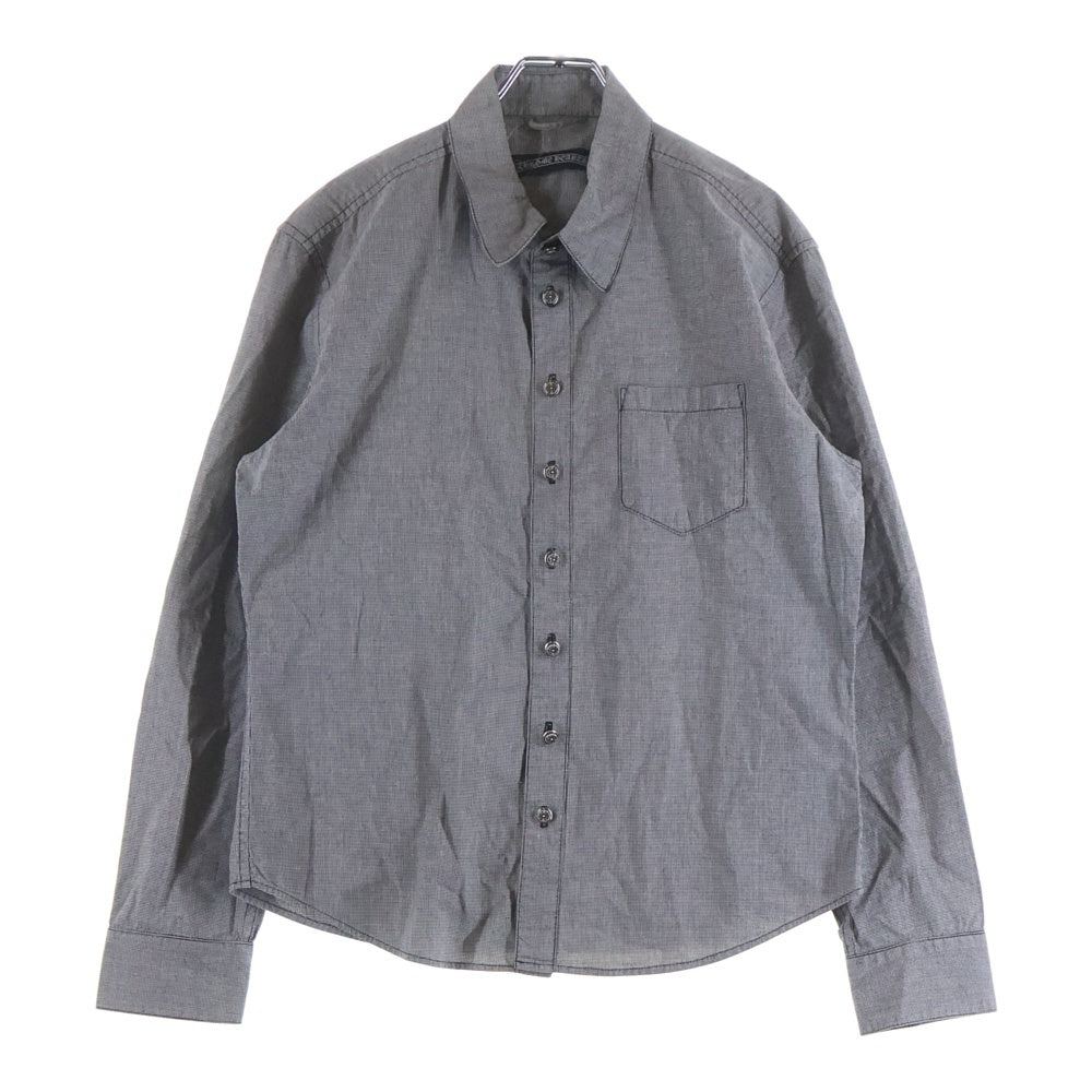 CHROME HEARTS(クロムハーツ) LOOSEENDS ルーズエンド クロスパッチ フローラルボタン 千鳥格子柄 長袖チェックシャツ グレー 2211-304-4887