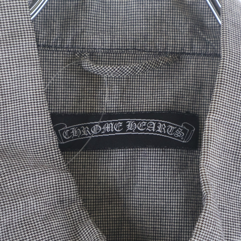 CHROME HEARTS(クロムハーツ) LOOSEENDS ルーズエンド クロスパッチ フローラルボタン 千鳥格子柄 長袖チェックシャツ グレー 2211-304-4887