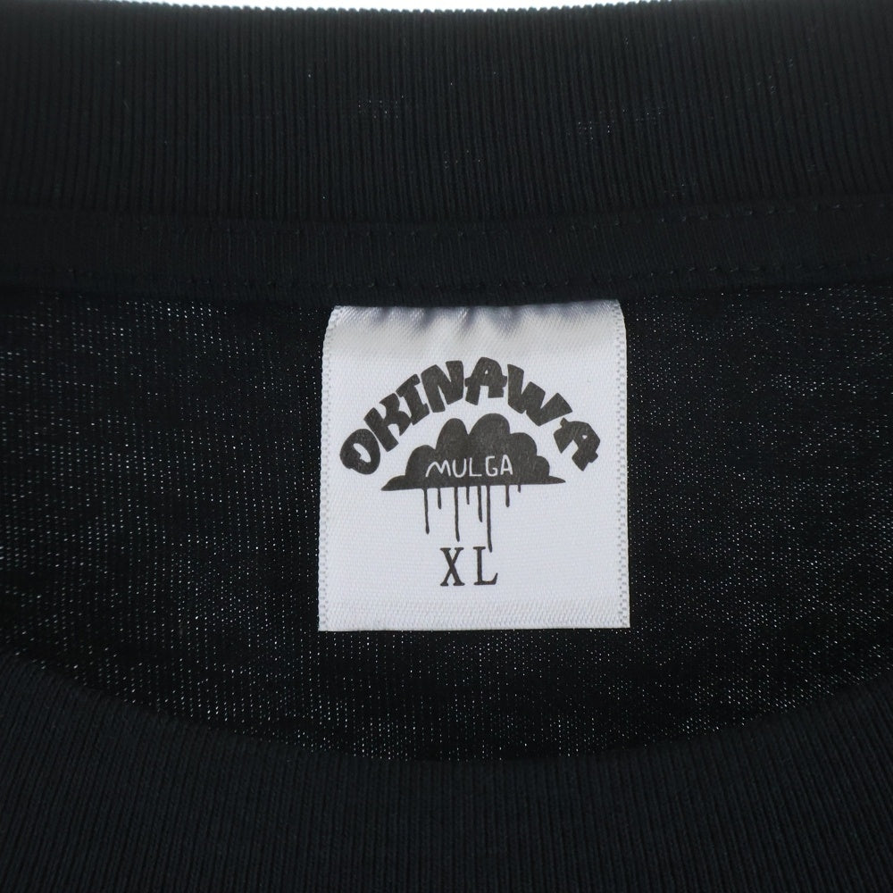 NO BRAND(ノーブランド) MULGA マルガ OKINAWA 沖縄 フロントタイガーエンブロイダリー 半袖Tシャツ カットソー ブラック