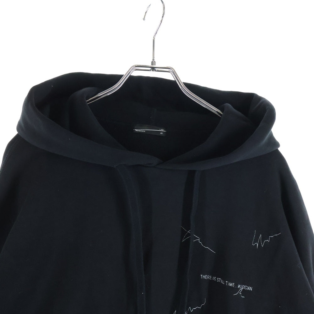 LAD MUSICIAN(ラッドミュージシャン) 20AW Big Pullover Parka エンブロイダリー ビッグプルオーバーパーカー フーディー スウェット ブラック 2220-605