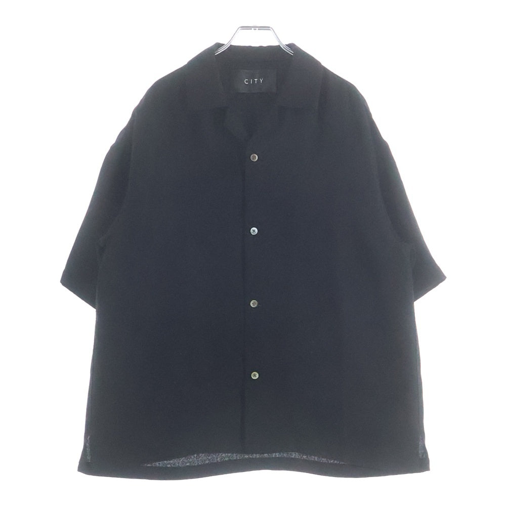 NO BRAND(ノーブランド) CITY シティ JQD OPEN COLLAR SHIRT オープンカラー 半袖シャツ ブラック 101302005