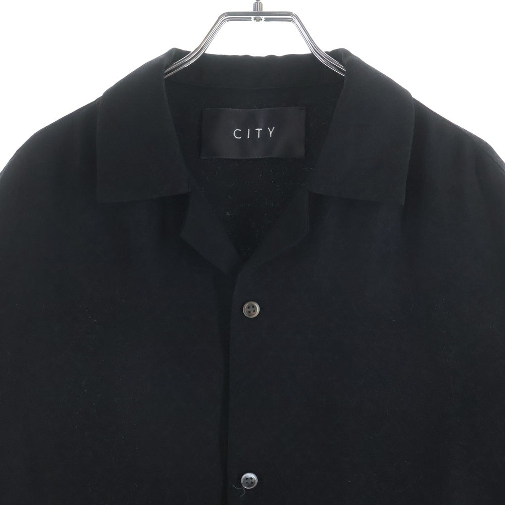 NO BRAND(ノーブランド) CITY シティ JQD OPEN COLLAR SHIRT オープンカラー 半袖シャツ ブラック 101302005