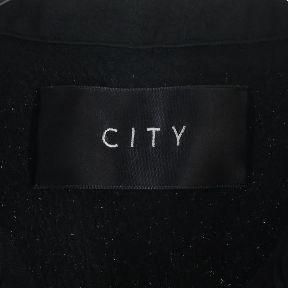 NO BRAND(ノーブランド) CITY シティ JQD OPEN COLLAR SHIRT オープンカラー 半袖シャツ ブラック 101302005
