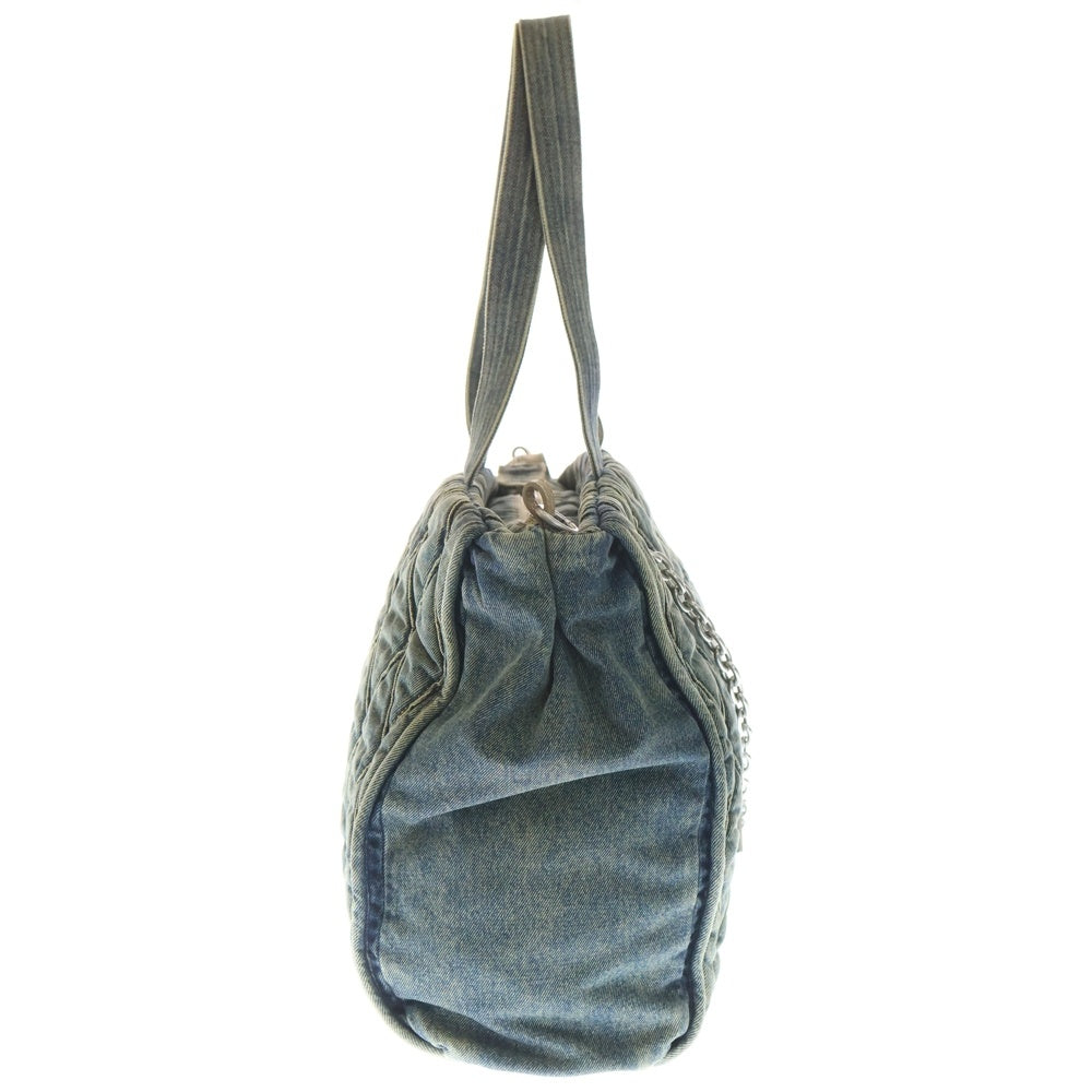DIESEL(ディーゼル) 24AW CHARM-D-TOTE BAG IN ARGYLE QUILTED DENIM アーガイル柄 デニムキルティング クリスタルロゴチャーム付き ショルダー トートバッグ X10014P5570