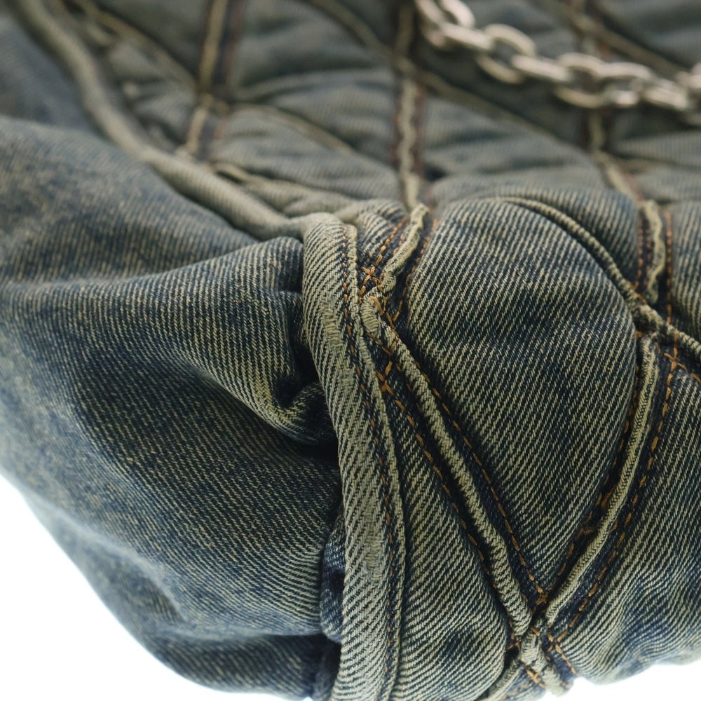 DIESEL(ディーゼル) 24AW CHARM-D-TOTE BAG IN ARGYLE QUILTED DENIM アーガイル柄 デニムキルティング クリスタルロゴチャーム付き ショルダー トートバッグ X10014P5570