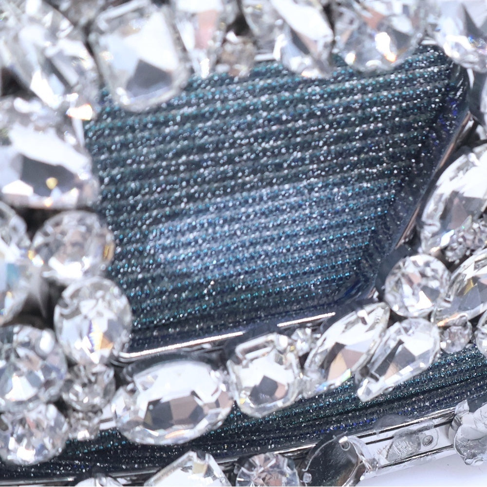 DIESEL(ディーゼル) 24SS 1DR-ICONIC SHOULDER BAG IN CAMO LUREX カモフラージュ クリスタルロゴプレート チェーンショルダー ハンドバッグ ブルー X08396P6709