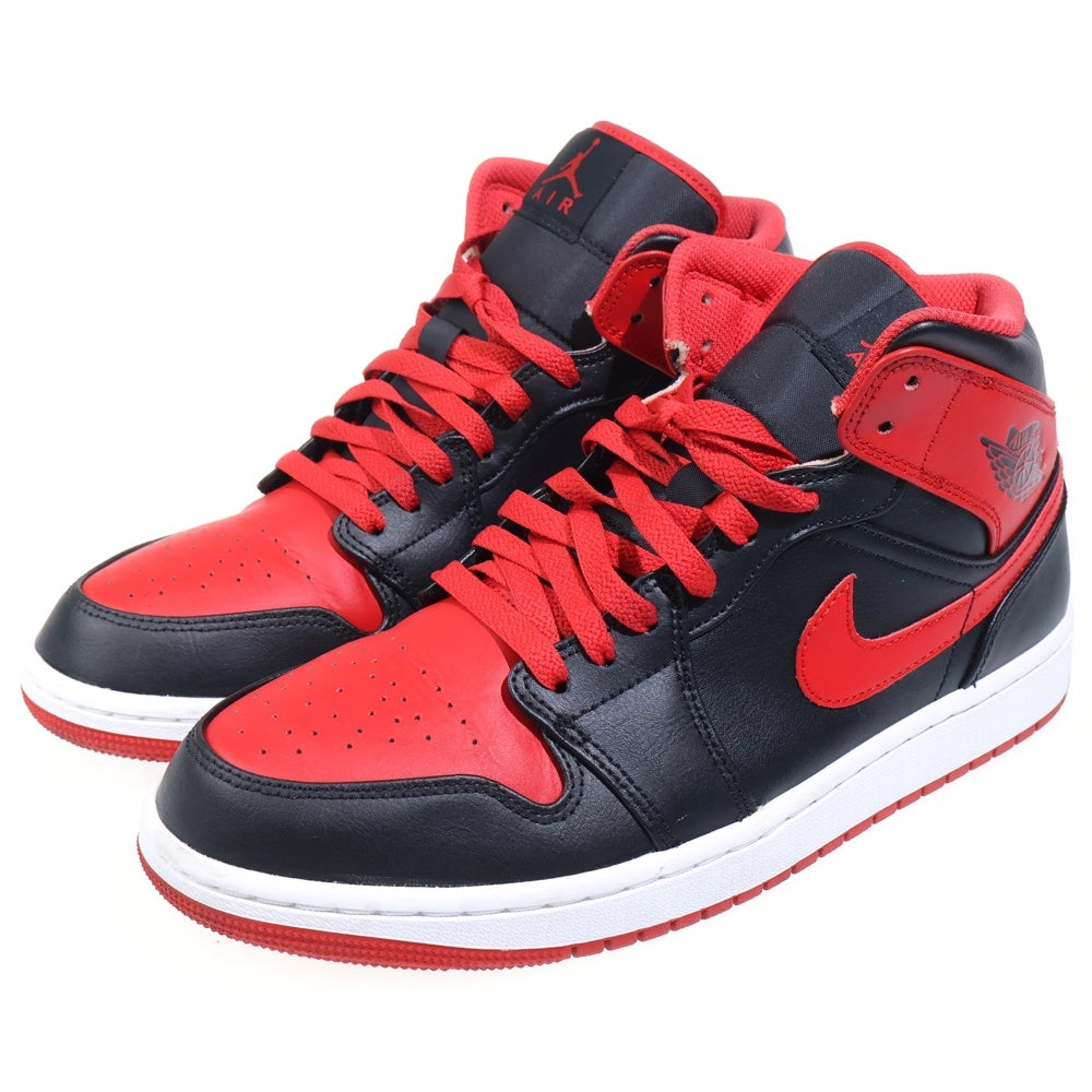 NIKE(ナイキ) AIR JORDAN 1 MID BRED TOE エアジョーダン 1 ブレッド トゥ レザーミッドカットスニーカー ブラック/レッド US9.5/27.5cm DQ8426-060