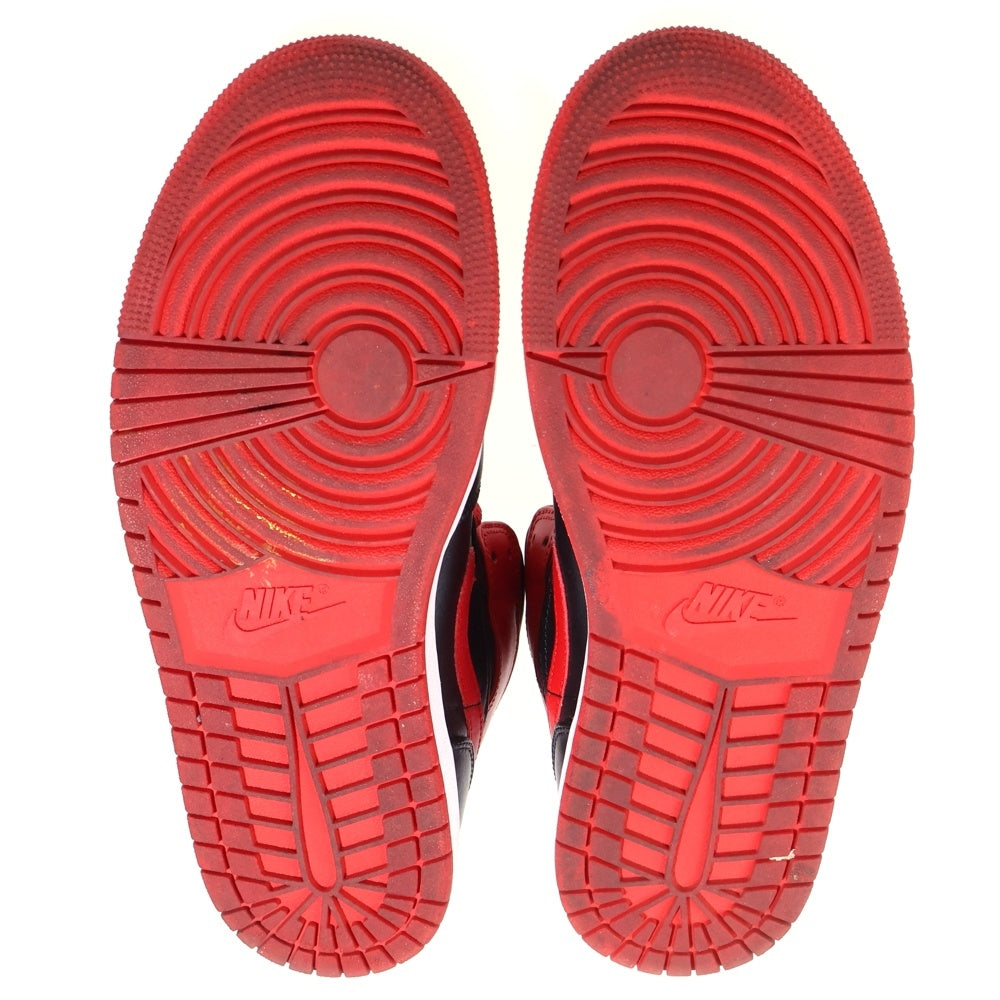 NIKE(ナイキ) AIR JORDAN 1 MID BRED TOE エアジョーダン 1 ブレッド トゥ レザーミッドカットスニーカー ブラック/レッド US9.5/27.5cm DQ8426-060