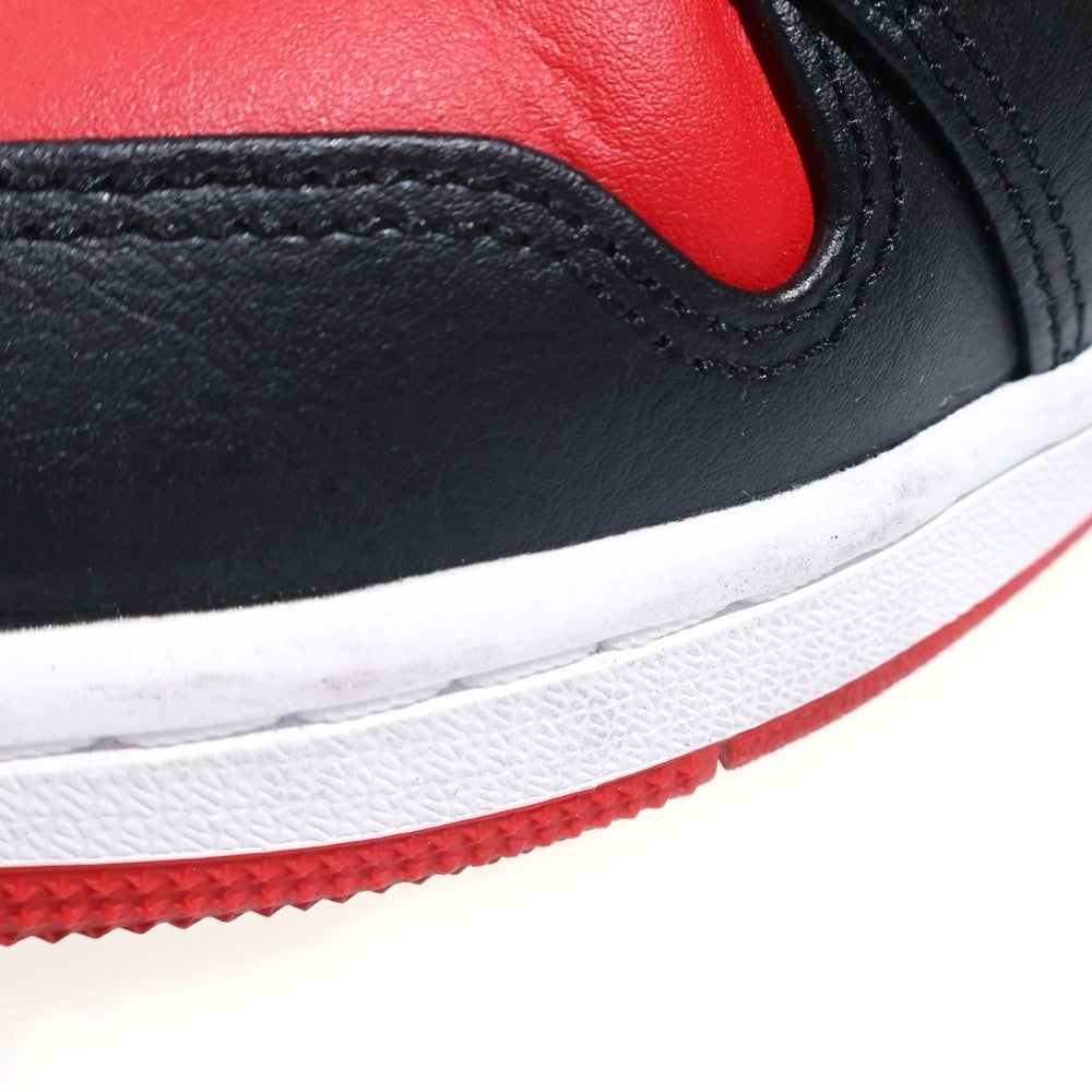 NIKE(ナイキ) AIR JORDAN 1 MID BRED TOE エアジョーダン 1 ブレッド トゥ レザーミッドカットスニーカー ブラック/レッド US9.5/27.5cm DQ8426-060