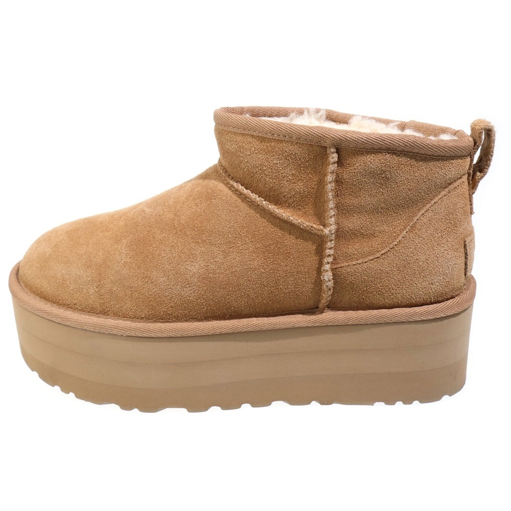 UGG(アグ) クラシック ウルトラミニ プラットフォーム ムートンブーツ ブラウン レディース US7/24cm 1135092