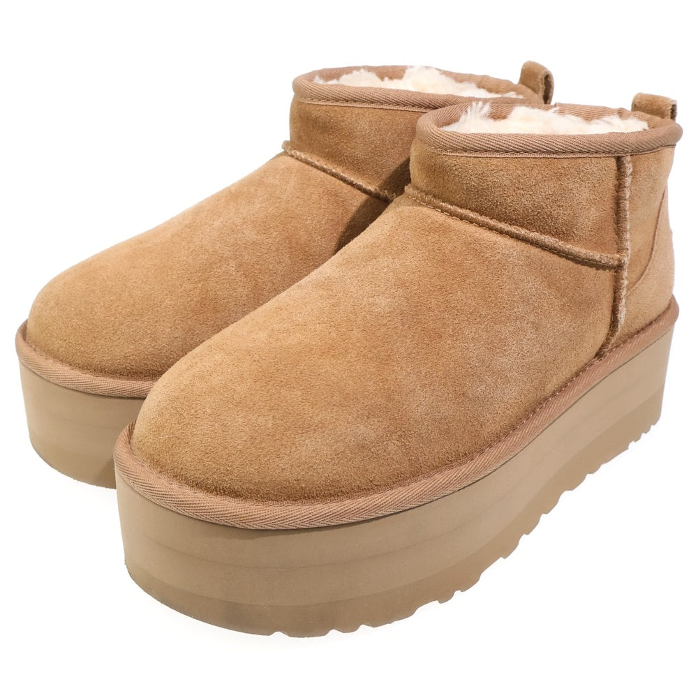 UGG(アグ) クラシック ウルトラミニ プラットフォーム ムートンブーツ ブラウン レディース US7/24cm 1135092