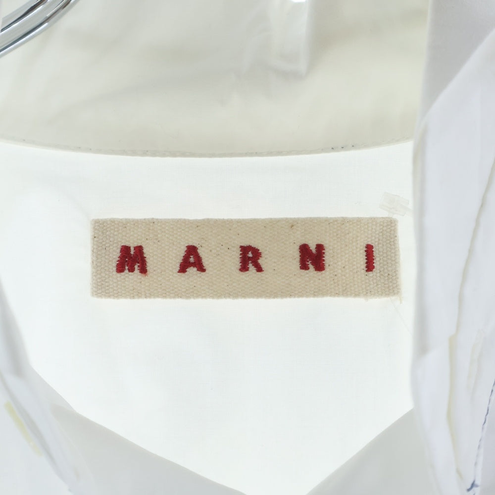 MARNI(マルニ) ブルーステッチデザイン 胸ポケット ボタンアップ 長袖シャツ ホワイト