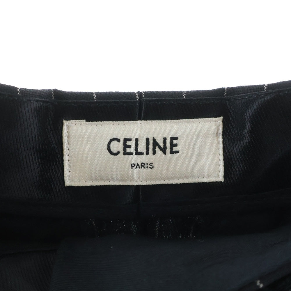 CELINE(セリーヌ) 21SS マルチポケット ジップアップ ストライプ柄 スラックスパンツ ブラック 2P519240M