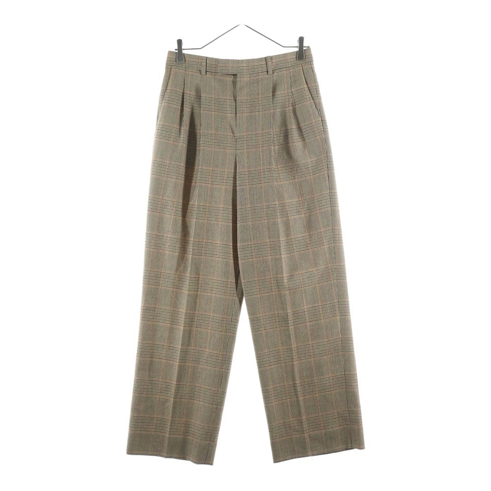 CELINE(セリーヌ) マルチポケット 2タック ジップアップ チェック柄 スラックスパンツ ブラウン 2P580012J