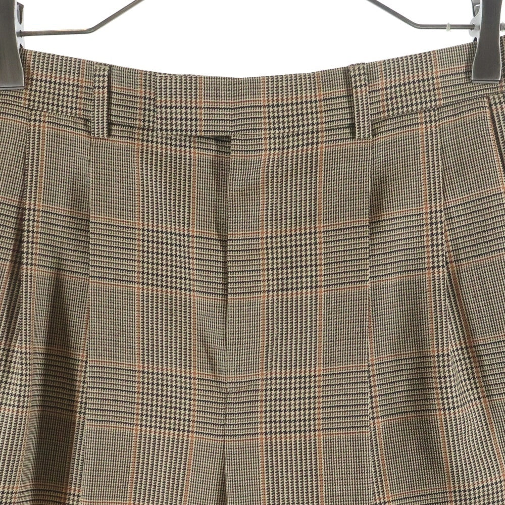 CELINE(セリーヌ) マルチポケット 2タック ジップアップ チェック柄 スラックスパンツ ブラウン 2P580012J