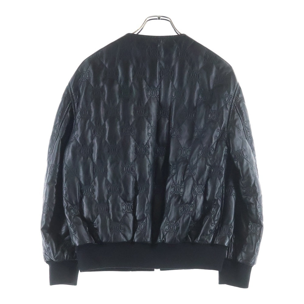 CELINE(セリーヌ) TRIOMPHE LEATHER BOMBER JACKET トリオンフ レザー ジップアップ ボンバージャケット ブラック 2EI62583C.38NO