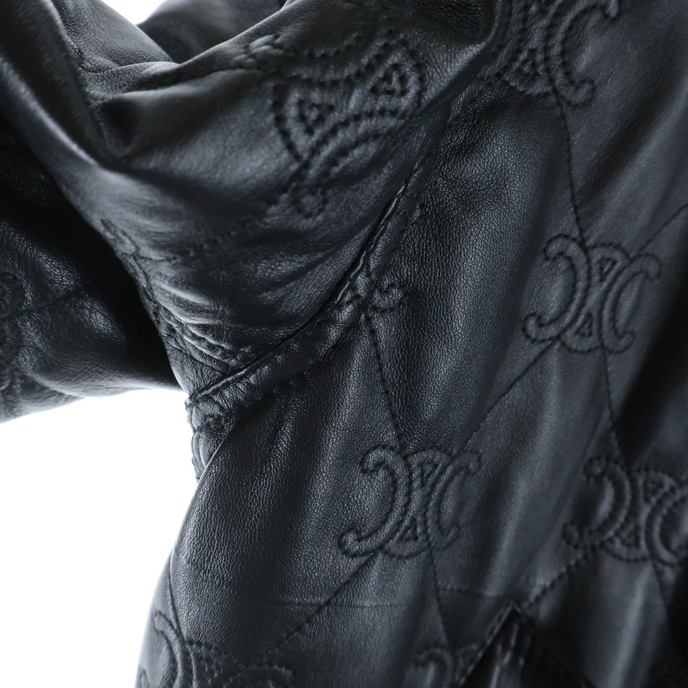 CELINE(セリーヌ) TRIOMPHE LEATHER BOMBER JACKET トリオンフ レザー ジップアップ ボンバージャケット ブラック 2EI62583C.38NO
