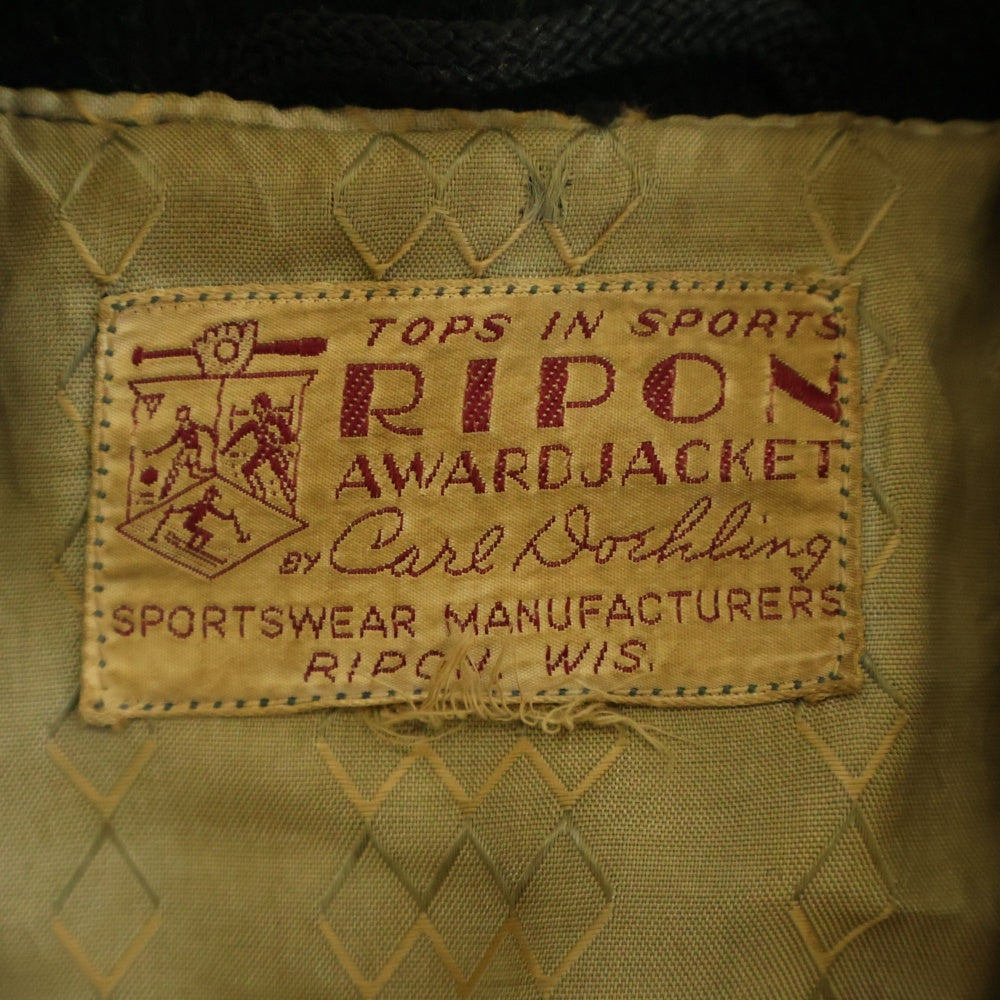 VINTAGE(ヴィンテージ) 60-70S VINTAGE RIPON AWARDJACKET ヴィンテージ リポンアワードジャケット レザー切替 スタジアムジャケット ブラック