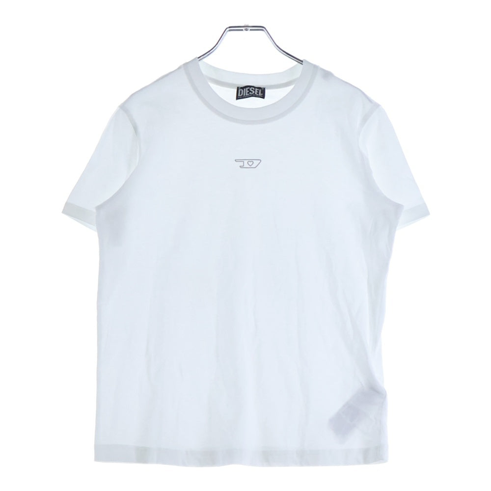 DIESEL(ディーゼル) T REG NEW D-FOIL T-SHIRT ニューDフォイル フロントロゴ クルーネック 半袖Tシャツ カットソーホワイト レディース A14742