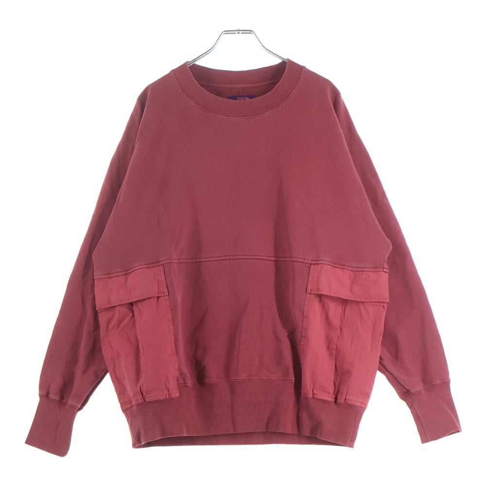 THE NORTH FACE PURPLE LABEL(ノースフェイスパープルレーベル) 11OZ CREWNECK SWEATSHIRT SAX イレブンオンス ナイロン切り替え クルーネック スウェット トレーナー レッド N25SH009