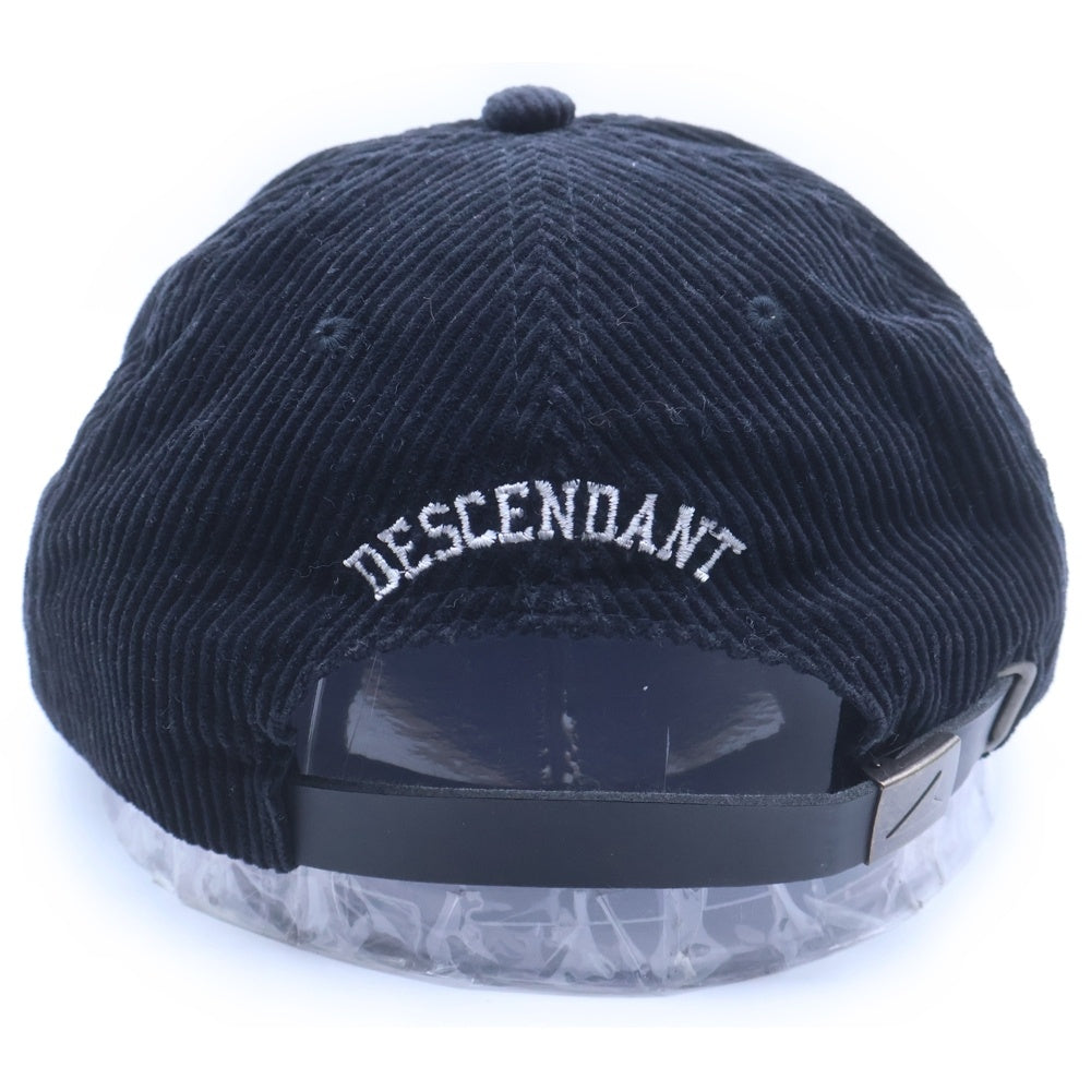 DESCENDANT(ディセンダント) エンブロイダリーロゴデザイン アジャスター付き ベロアベースボールキャップ 帽子 ブラック