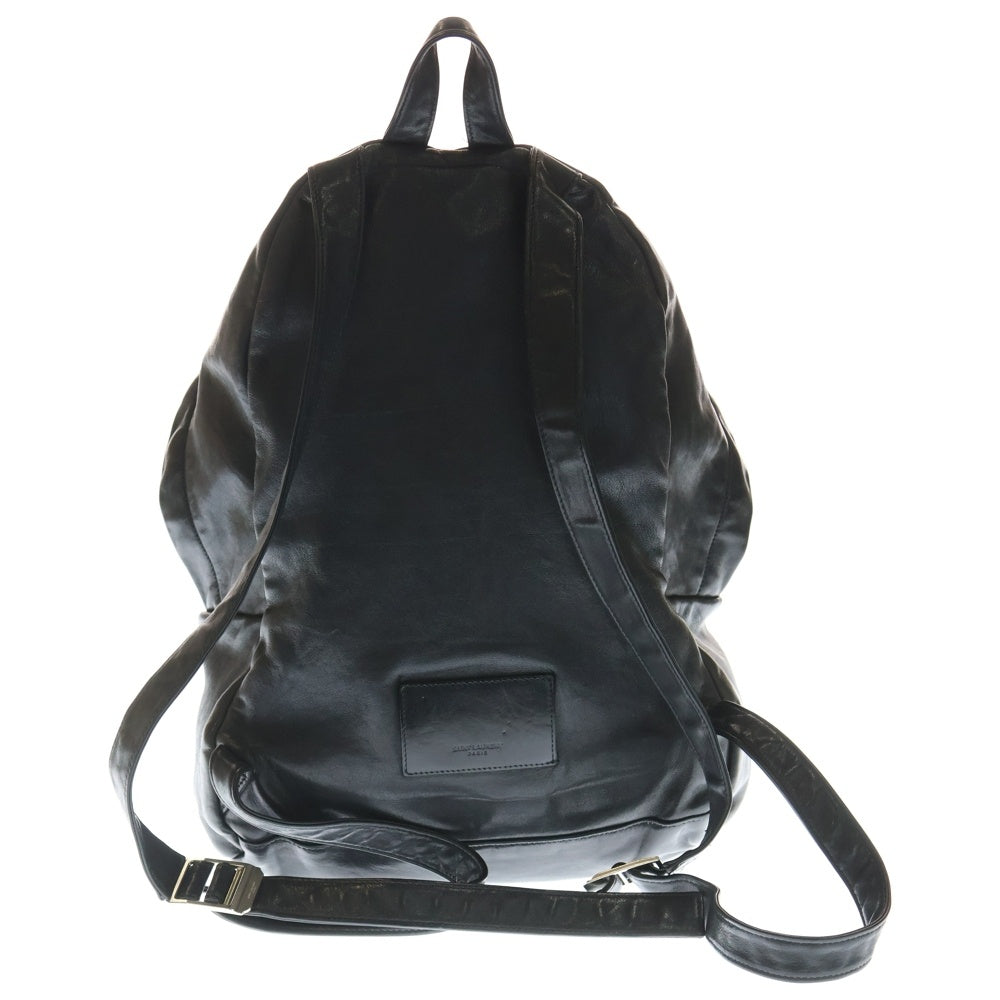 SAINT LAURENT PARIS(サンローランパリ) フロントロゴ レザー バックパック リュックサック ブラック LND375320
