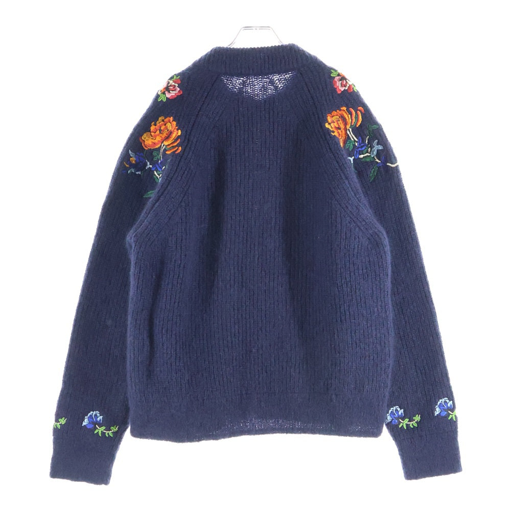 Sacai(サカイ) 22AW FLOWER EMBROIDERY KNIT CARDIGAN フラワー エンブロイダリー ジップアップ ニット カーディガン ネイビー 22-02844M