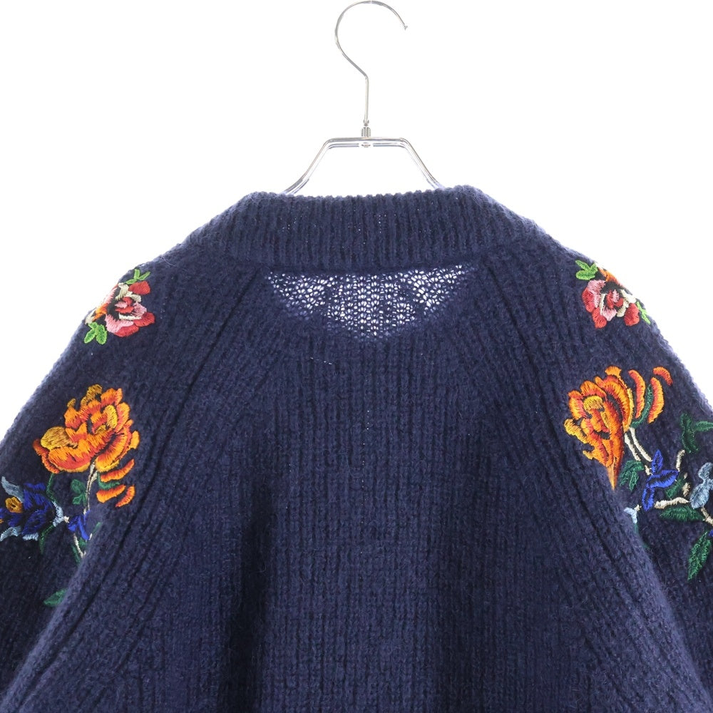 Sacai(サカイ) 22AW FLOWER EMBROIDERY KNIT CARDIGAN フラワー エンブロイダリー ジップアップ ニット カーディガン ネイビー 22-02844M