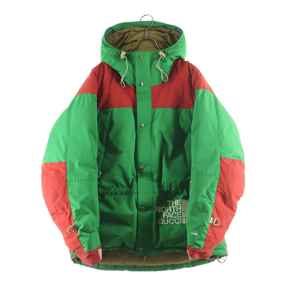 GUCCI(グッチ) 21AW ×THE NORTH FACE MOUNTAIN GUIDE DOWN JACKET ザノースフェイス マウンテン ガイド フーデッドダウンジャケット グリーン/レッド 663758 XLX45