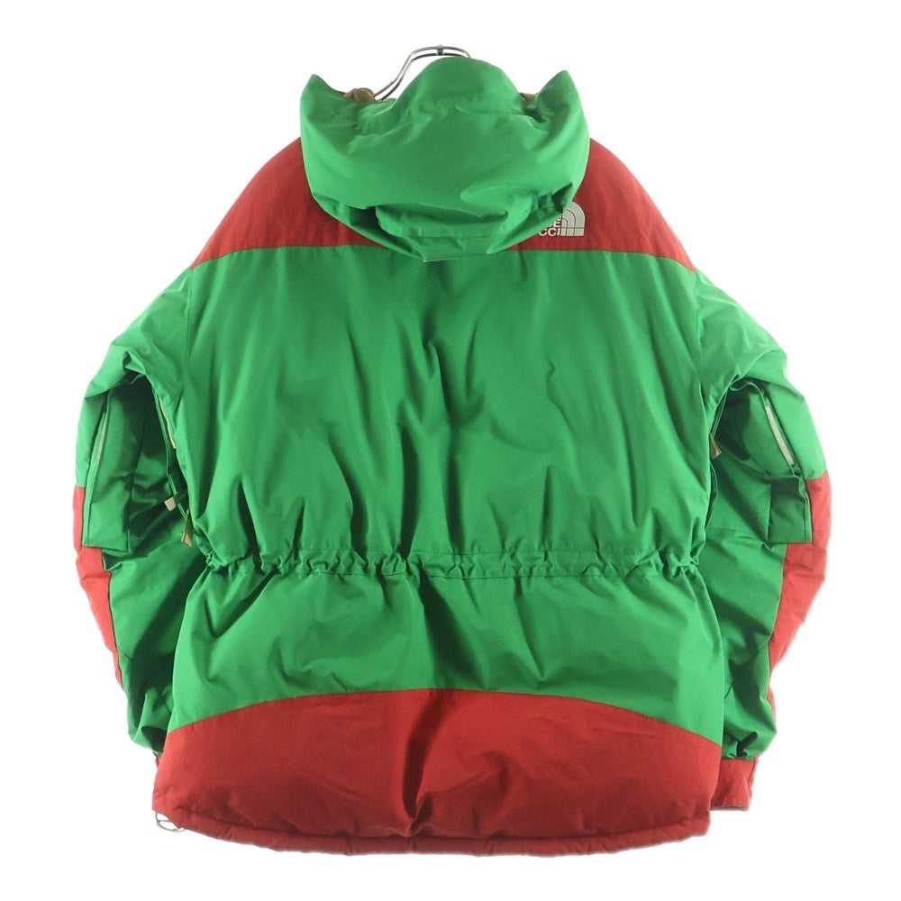 GUCCI(グッチ) 21AW ×THE NORTH FACE MOUNTAIN GUIDE DOWN JACKET ザノースフェイス マウンテン ガイド フーデッドダウンジャケット グリーン/レッド 663758 XLX45