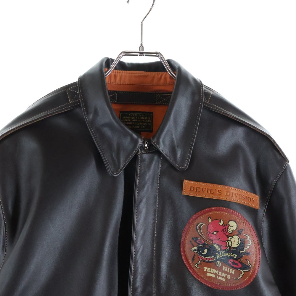 TEDMAN TED COMPANY(テッドマン テッドカンパニー) TYPE A-2 DEVIL'S DIVISION デビルズデビジョン レザー フライトジャケット ブラウン 30-1415
