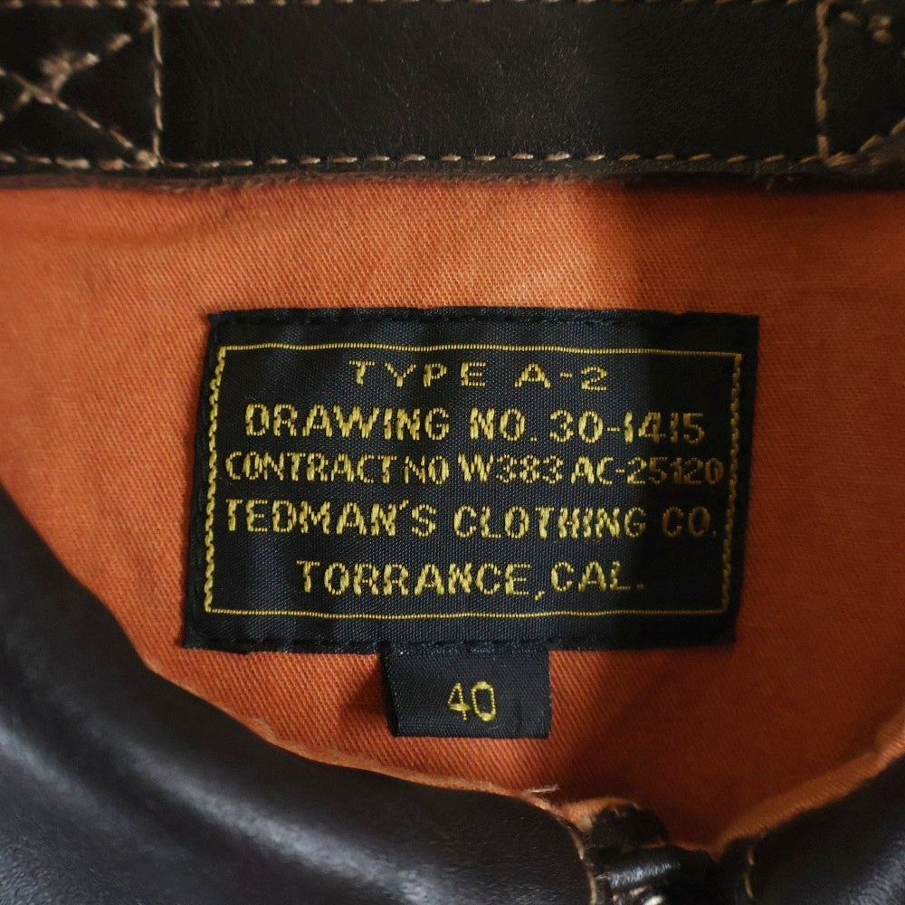 TEDMAN TED COMPANY(テッドマン テッドカンパニー) TYPE A-2 DEVIL'S DIVISION デビルズデビジョン レザー フライトジャケット ブラウン 30-1415
