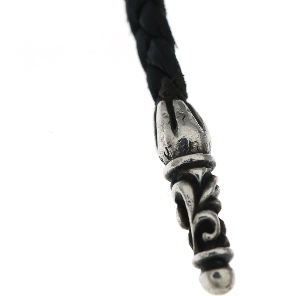 CHROME HEARTS(クロムハーツ) LEATHER BRAID SCROLL ネックレス レザーブレイドネックレス ブラック/シルバー BCA377