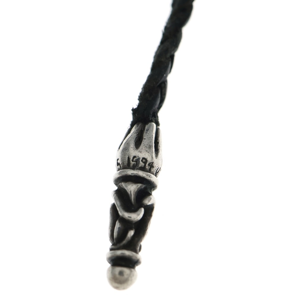 CHROME HEARTS(クロムハーツ) LEATHER BRAID SCROLL ネックレス レザーブレイドネックレス ブラック/シルバー BCA377