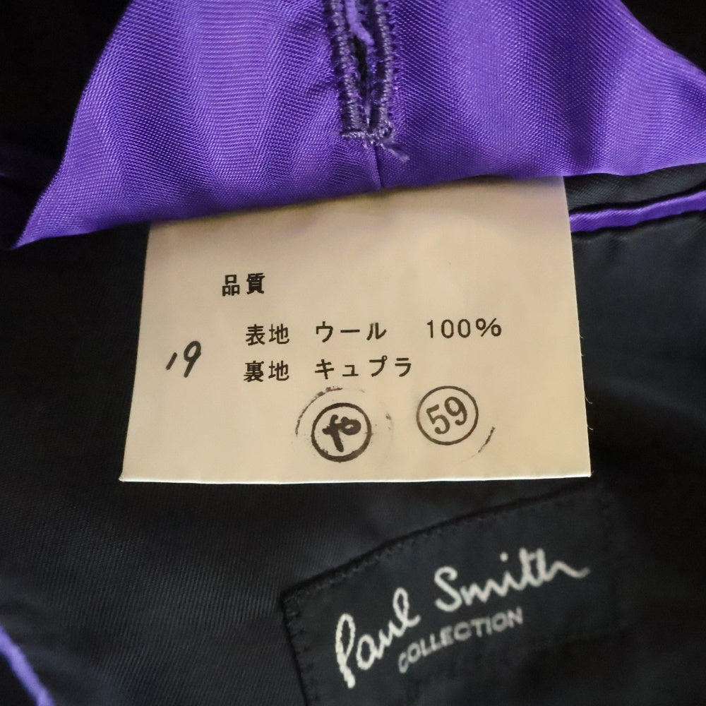 Paul Smith COLLECTION(ポールスミス コレクション) ウール セットアップスーツ ノッチドラペル 3B シングルテーラードジャケット ジップアップ センタープレス スラックスパンツ SN-OH-1415703