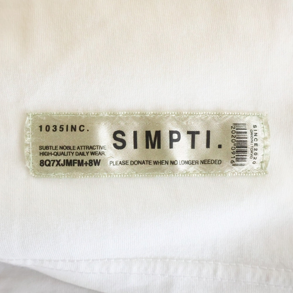 NO BRAND(ノーブランド) Simpti. シンプティ Beyond The Age クルーネック半袖Tシャツ カットソー ホワイト