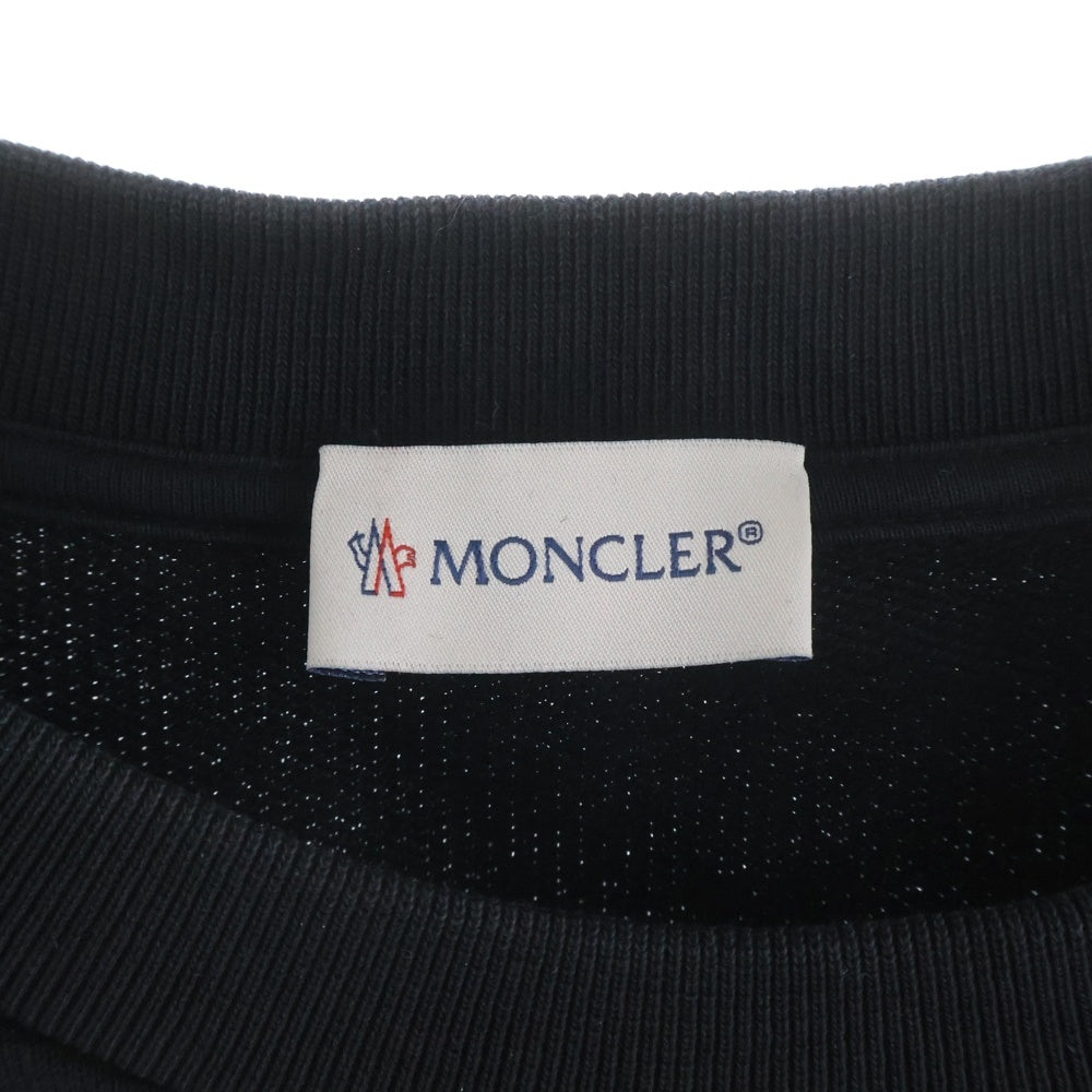 MONCLER(モンクレール) 21AW フロッキーロゴプリント クルーネック 長袖スウェットシャツ ロングスリーブトレーナー ブラック G20918G00023