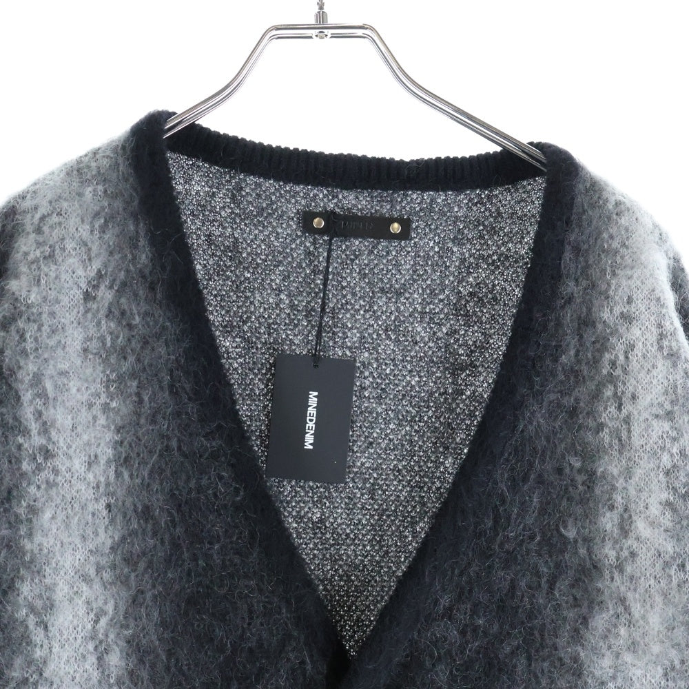MINEDENIM(マインデニム) FUZZY STRIPE MOHAIR KNIT CARDIGAN ファニー ストライプ モヘア ニット カーディガン ブラック/グレー 2509-6001