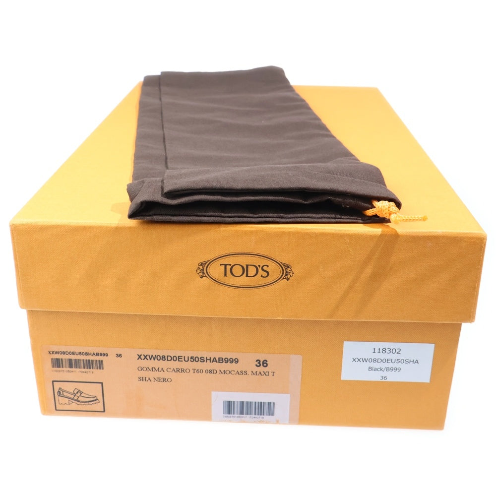 TOD'S(トッズ) イタリア製 タイムレスレザー サドルストラップ ラバーヒール ローファー レディース ブラック XXW08D0EU50SHA